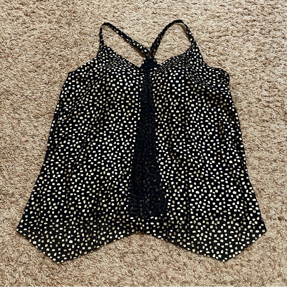 Swimsuit For All, Black Gold Dots Swim Top Racerback Beach Summer Size 22